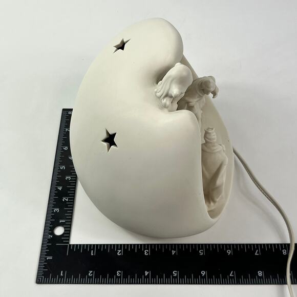 Lighted Ceramic Holiday Nativity Scene Angel Dome Star Plug-In Christmas Lamp - Picture 15 of 16